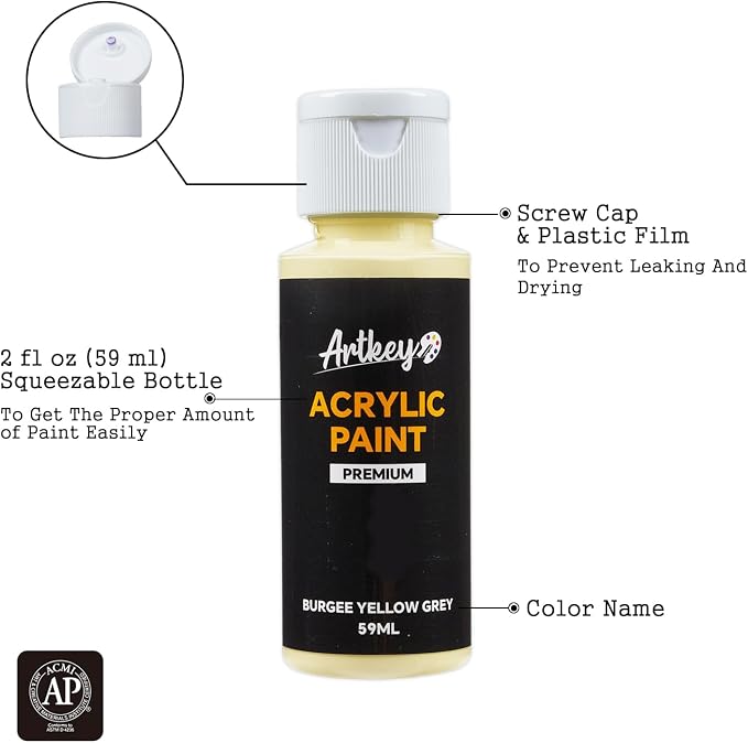 Artkey Acrylic Paint Set, 16 Colors 2 oz/59 ml Acrylic Paint Kit - Image 2