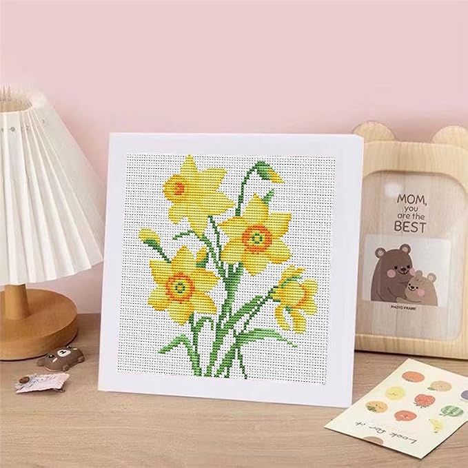 Daffodil Cross Stitch Kits for Beginners, Flowers Stamped Cross Stitch for - Image 7