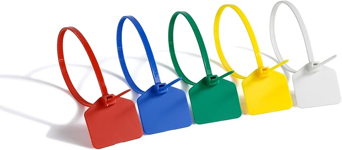 8 in Marker Nylon Cable Ties, Plastic Water Proof Tags, Self-Locking Written-on Cable Marker, Security Seals Label for Cabling, Wire Marking Label, Shipping Hanging Tags - Mulit colors/ 100pcs