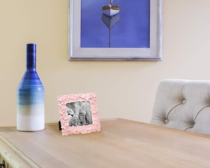 Laura Ashley 4x4 Pink Flower Textured Hand-Crafted Resin Picture Frame - Image 5