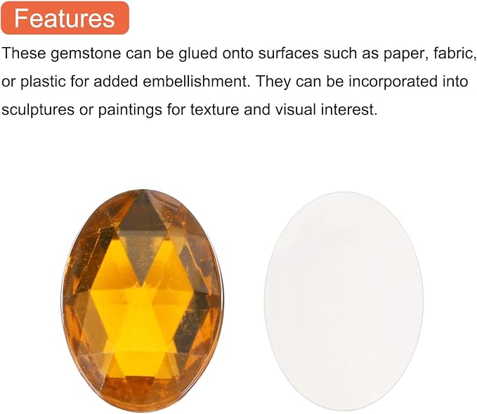 MECCANIXITY 10Pcs Acrylic Oval Gems 30x40 mm Flat Back Artificial Rhinestones - Image 4