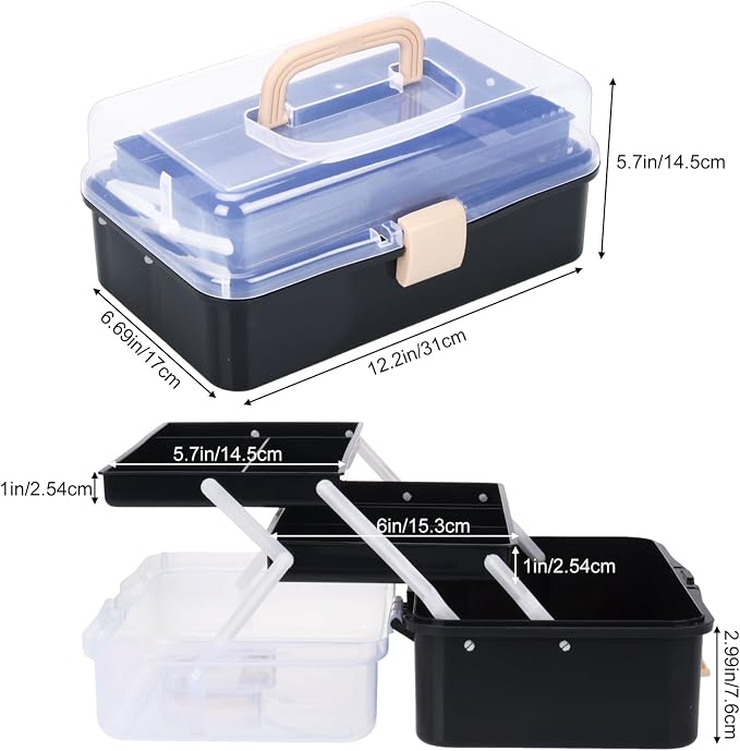 Craft Organizers, Tackle Box 3-Layer Portable Folding Toolbox, Plastic Tool Box - Image 2