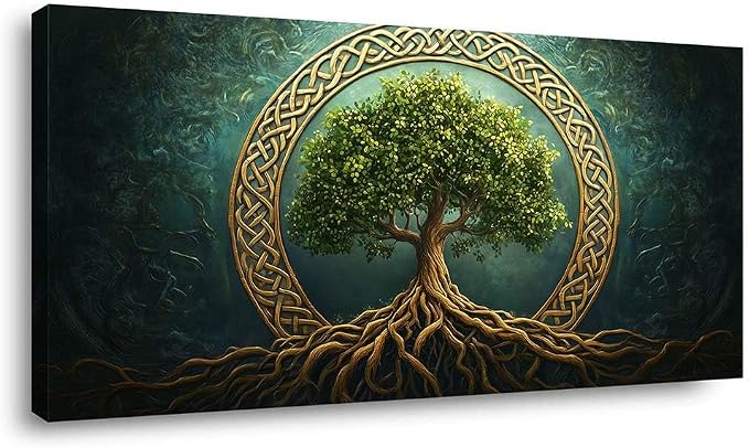 ZESTRILIA Celtic Tree of Life Canvas Wall Art, Timeless Mystical Bohemian by Unknown
