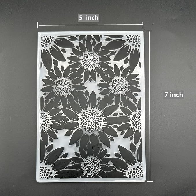 3D Plastic Embossing Folder Template Stereoscopic Sunflower Texture 5x7 Inch - Image 3