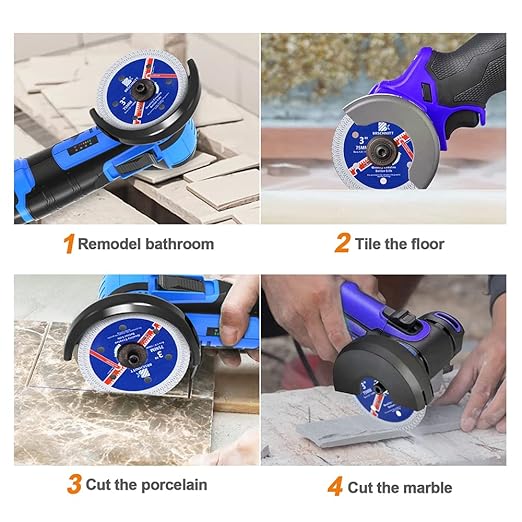 Super Thin Diamond Porcelain Saw Blade with X Teeth,BRSCHNITT3pcs 3 Inch (75mm) x Arbor 10mm Angle Grinder Diamond Cutting Disc for Dry/Wet Cutting Porcelain Tile Ceramic Marble Granite