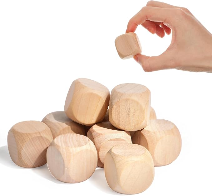 10 Pcs Blank Wooden Dice, 1.2 Inch/30 mm Unfinished Square Wooden Cubes by Unknown