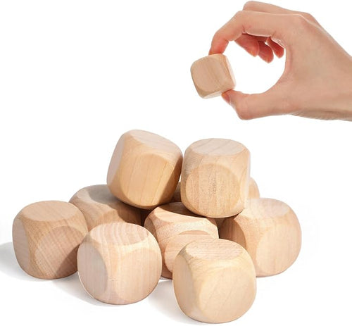 10 Pcs Blank Wooden Dice, 1.2 Inch/30 mm Unfinished Square Wooden Cubes by Unknown