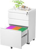 Superday 3 Drawer Mobile Locking File Cabinet, Metal Rolling Vertical File Cabinet with Drawers, Small Under Desk Lateral Cabinets for Office and Home, Fully Assembled Except