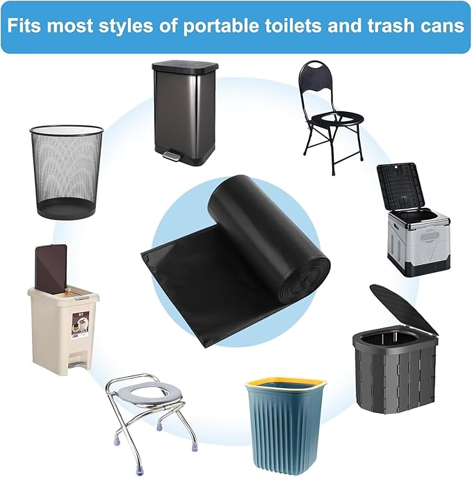 25 Portable Camping Toilet Bags, Biodegradable Compostable Thickened for 5 Gallon Bucket Toilet