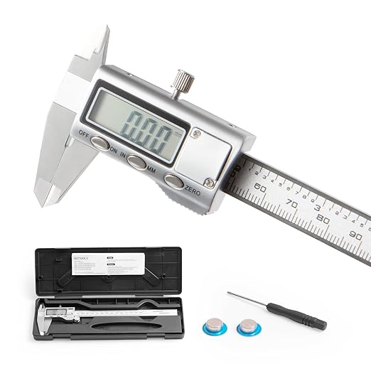 All-Metal Digital Caliper 0-8" Measuring Tool, Micrometer Caliper with Auto-Off Feature, Interchangeable Between inches and millimeters for DIY/Household and 3D Printing