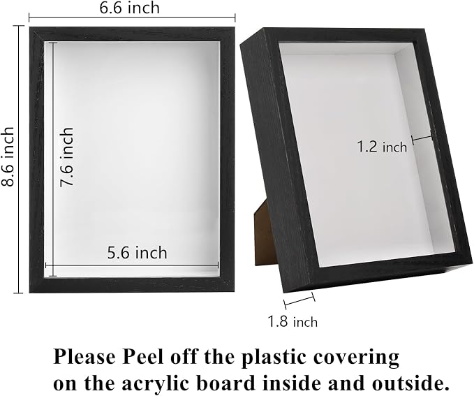 Hacaroa Set of 4 Shadow Box Picture Frame, 8 x 6 Inches Wood Frame Memory - Image 2