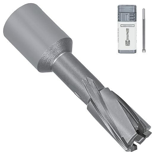 KEENTECH Carbide-Tipped Annular Cutter, 9/16" Diameter x 1-3/8" Depth, 3/4" Weldon Shank (2 Flat), High Speed Cutting TCT Mag Drill Bit with Pilot Pin for Harder Material, Stainless Steel, Cast Iron
