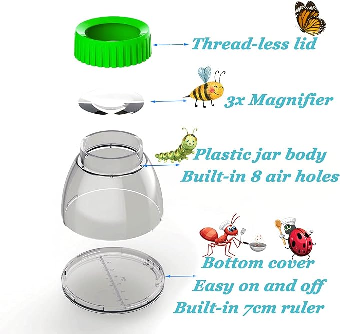 4Pack Green Bug Viewer with 5X Magnifier | Bug Jars - Image 3