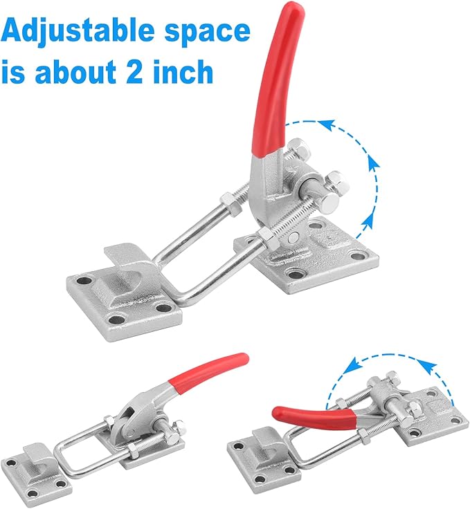 10.2 Inch Heavy Duty Large Toggle Clamp Latch, 7700Lbs Holding Capacity, Tire Carrier Latch, Self-Lock U-Bolt Adjustable for Trailer Latch, Machine, Smoker Lid, latches Hardware, by GENHAKON.