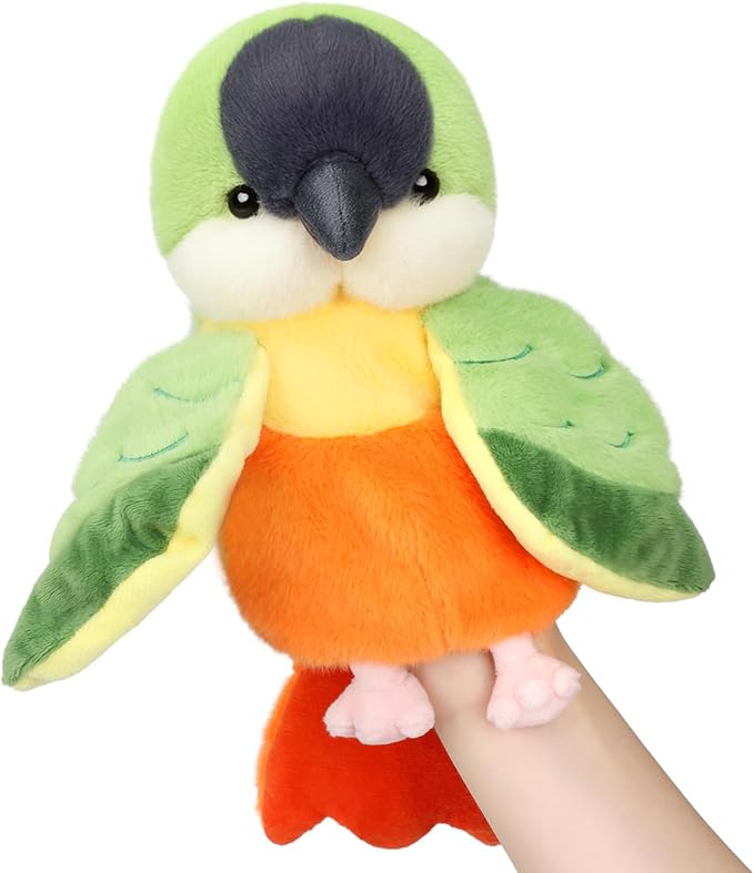 Easfan Green Parakeet Parrot Hand Plush Puppet Cute Bird Interactive by Easfan