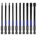 HPHOPE 10pcs Metric Hex Bit Set, 100mm, TS2 Alloy Steel, Magnetic Impact Bits, Storage Box