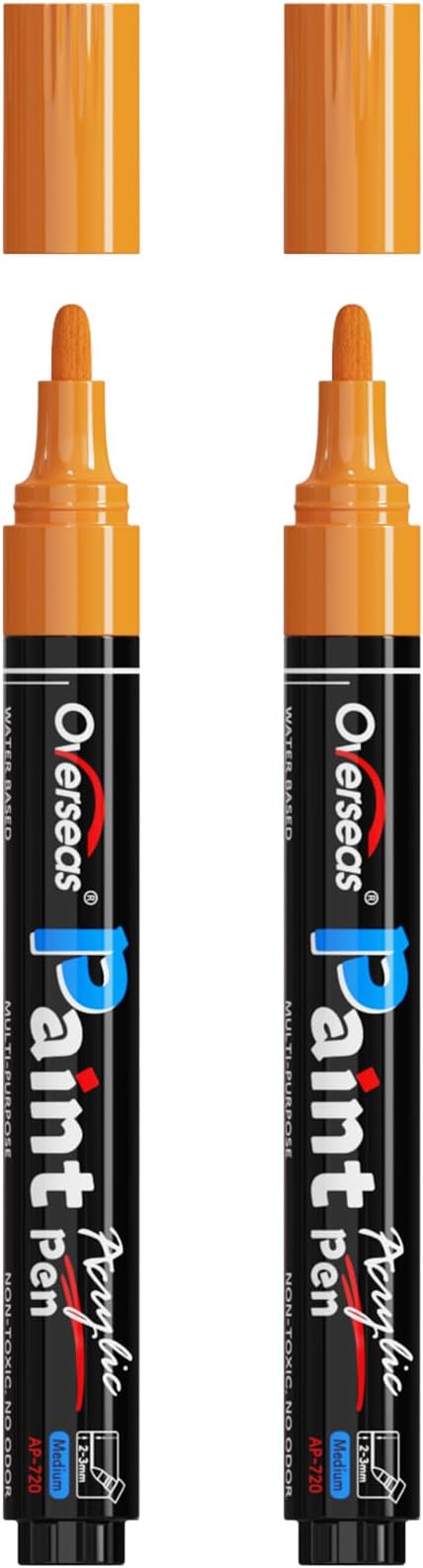 Overseas 2 Pack Orange Acrylic Paint Pens Permanent Markers, Medium Tip | by Overseas