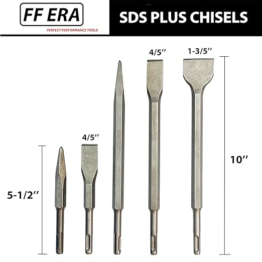 17 Pcs SDS Plus Rotary Hammer Drill Bits and Chisels Set, Carbide-Tipped Masonry Drill Bits and Chisels for Concrete, Stone, Brick, with Storage Case