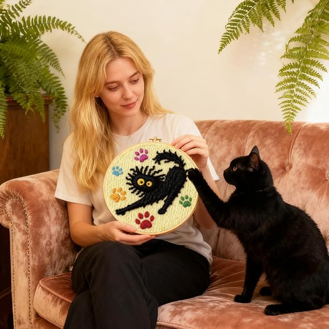 INFUNLY Black Cat Punch Needle Embroidery Kits - Image 7