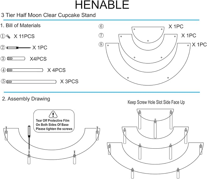 HENABLE Acrylic Display Risers, 3 Tier Clear Cupcake Perfume Stand Organizer - Image 6