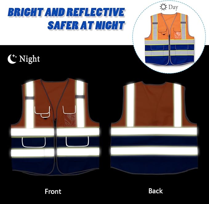 Tydon Guardian Reflective Safety Vest for Women Men High Visibility Security With Pocket Zipper Front Meet ANSI/ISEA Standard