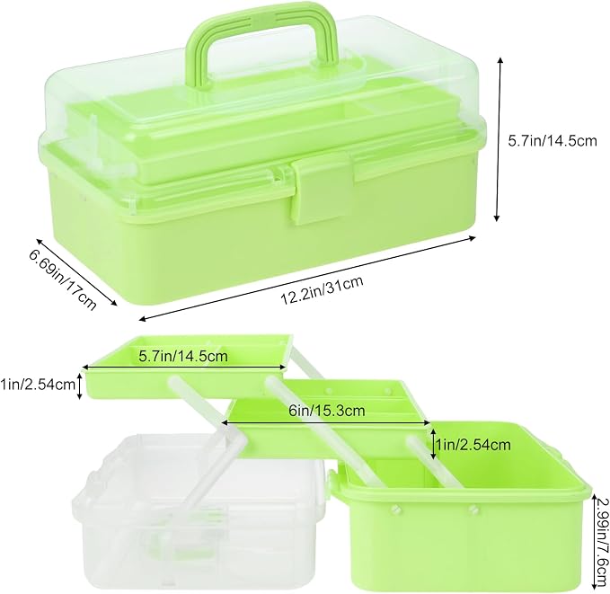 Small Toolbox with Handle, Tackle Box 3-Layer Craft Organizers, Portable - Image 2