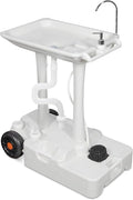 Hike Crew XL Portable Outdoor Foot Pump Camping Sink – Collapsible Hand Wash Basin w/ 7 Gallon (30L) Water Tank, Wheels, Soap Dispenser, Gooseneck Faucet & Towel Holder – for RV, Travel, Worksite