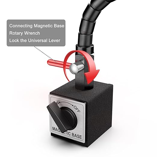 HDLNKAK Indicator Magnetic Base and Flex Arm Combo, 360 Deg Flexible Stem Holder for Digital Dial Indicator Gauge, Premium Disc and Rotor/Ball Joint Gage for Precision Measurements