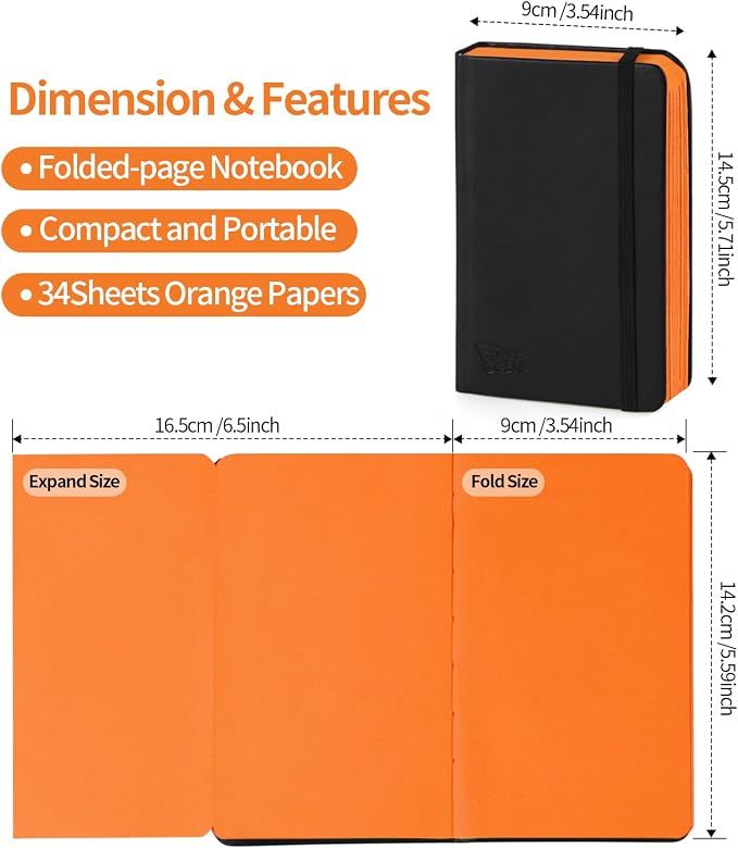 3.5x5.7inches Mixed Media Sketch Pad, 120GSM 32Sheets Folded Colored Paper - Image 2