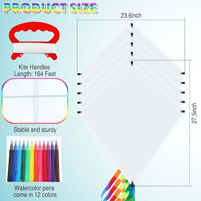 Libima 50 Pcs DIY Blank Kites for Kids Bulk Large Kite Making Kit Easy to Fly - Image 2