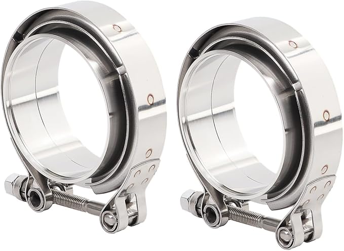 LokoCar 4.0 Inch V Band Clamp with Flange Male Female Stainless Steel 2Pcs