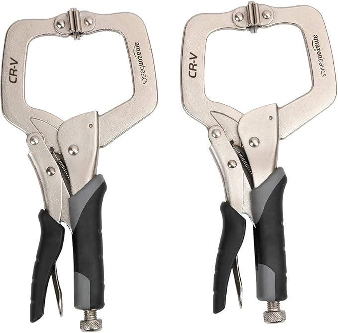 Amazon Basics Adjustable Metal Face Clamps for Woodworking, Welding, or Repairs, 11-inch, Pack of 2, Black/Silver
