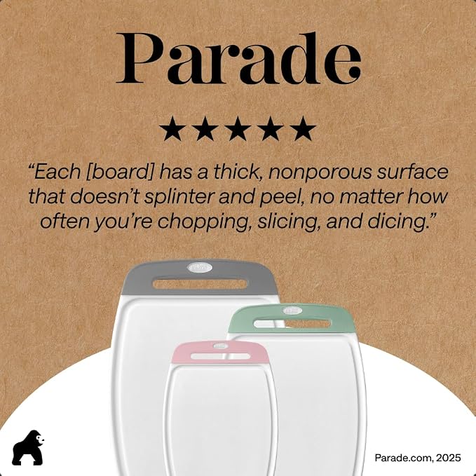 GORILLA GRIP BPA-Free Reversible Kitchen Cutting Board Set of 3, US Designed - Image 9