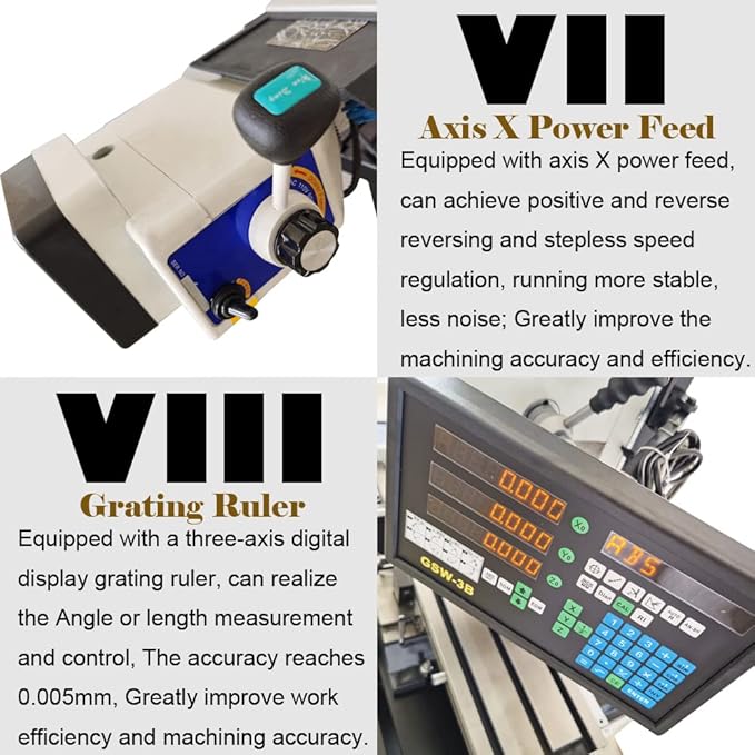 110V Mini Drilling and Milling Machine R8 Spindle Taper, 0.9" Max Drilling Vertical Mill Drill Machine with 50-2250RPM Variable Speed Benchtop Mill/Drill Machine with Supporting Base