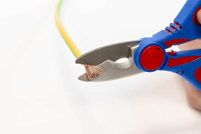 WEICON TOOLS Electrician scissors XL | Mulfifuntional Heavy Duty scissors for cutting, stripping and crimping | Easy all purpose cutting | with protective cover | ideal for copper and aluminium cables