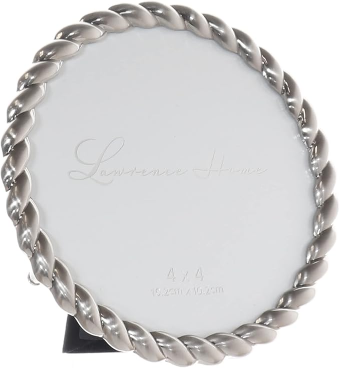 Lawrence Frames Metal Frame, Rope Design, Brushed Nickel, 4x4 Round - Image 2