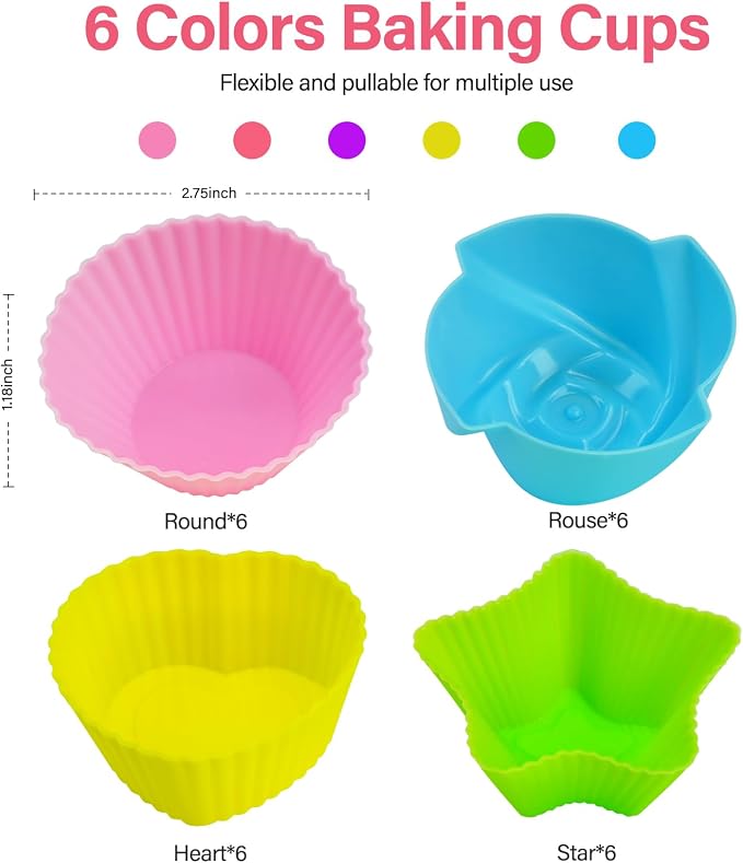 Silicone Cupcake Liners for Baking, Flowers Shape for Kids - Image 2