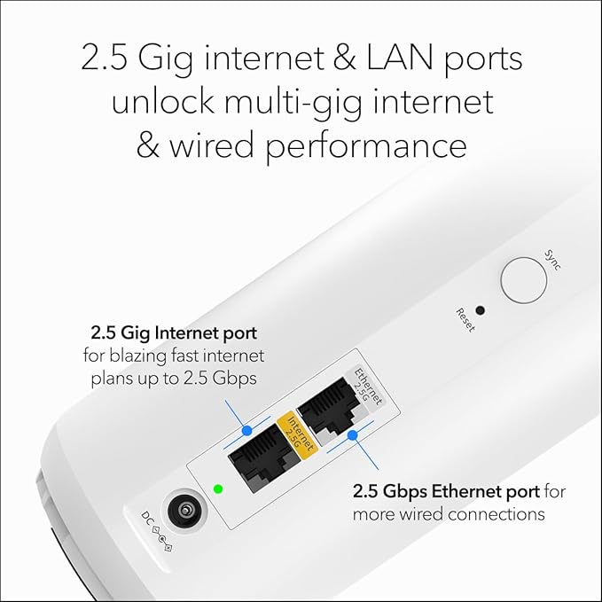 NETGEAR Orbi 370 Series Dual-Band WiFi 7 Mesh Network System for Home (RBE373) – Wireless Router + 2 Extenders, Security Features, 5 Gbps, Covers 6,000 sq.ft., 70 Devices, 2.5GB Internet Port, BE5000