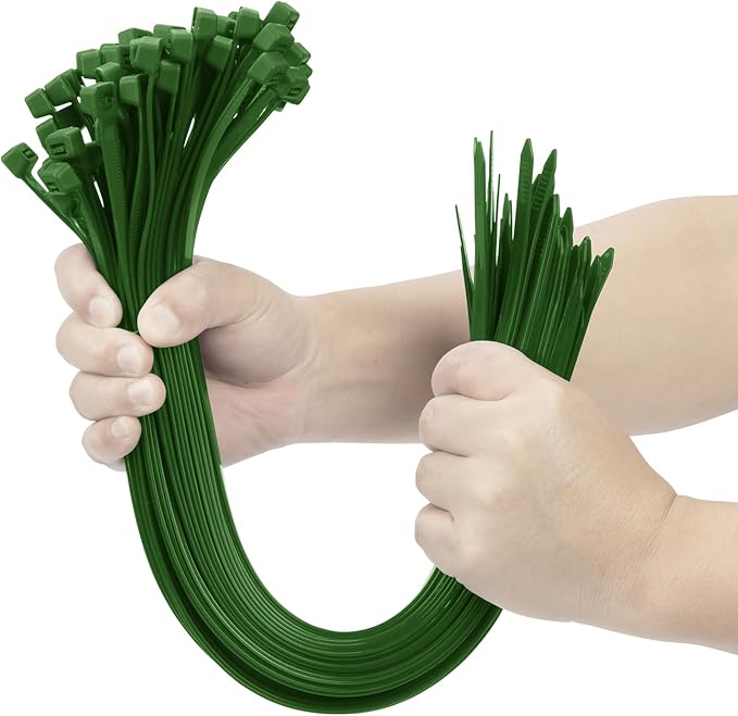 XINGO Garden Green 20 Inch Zip Ties Heavy Duty 100 Pack, 200 LBS Ultra Strong Plastic Wire Ties, Large Cable Ties Extra Long Tie Wraps, Indoor and Outdoor UV Resistant