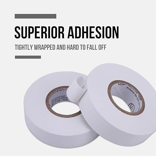 Lichamp 10-Pack White Electrical Tape Waterproof, 3/4 in x 66ft, Industrial Grade UL/CSA Listed High Temp Electrical Tape Electric Super Vinyl
