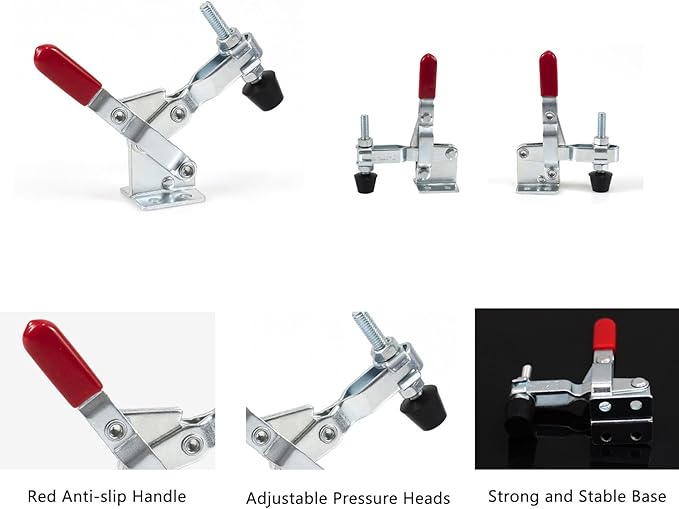 12 Pack Toggle Clamp, Adjustable Hold Down Clamps for Woodworking 200lb Holding Capacity 102-B Style Vertical Quick Release Toggle Clamps for Smokers, Doors, Cabinets, Tool Boxes
