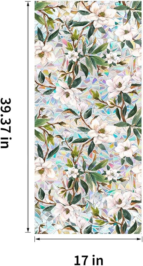 Floral Stained Glass Window Privacy Film, Retro Decorative Rainbow Window - Image 2
