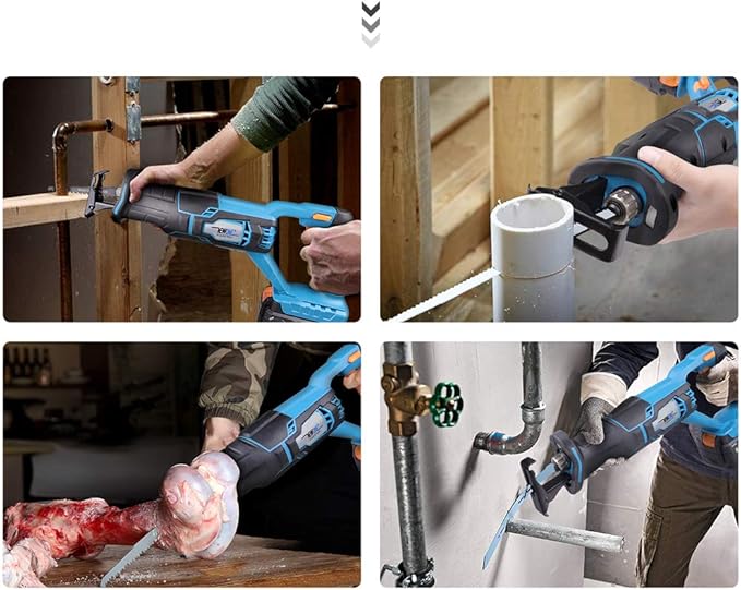 NEWONE 20V Reciprocating Saw zall saw cut-off tool with 2.5A Charger,LED working light, Tool-Free Blade Change, 7pcs Saw Blades for cutting metal wood frozen bone, 2.0AH Battery
