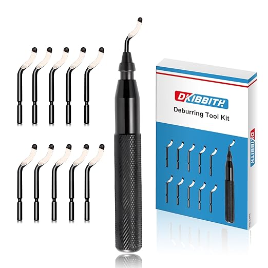 DKIBBITH Deburring Tool with 11 HSS Swivel Blades for Metal, 3D Prints,Resin,Ideal for Plumbing & 3D Printing Burr Removal,Black.