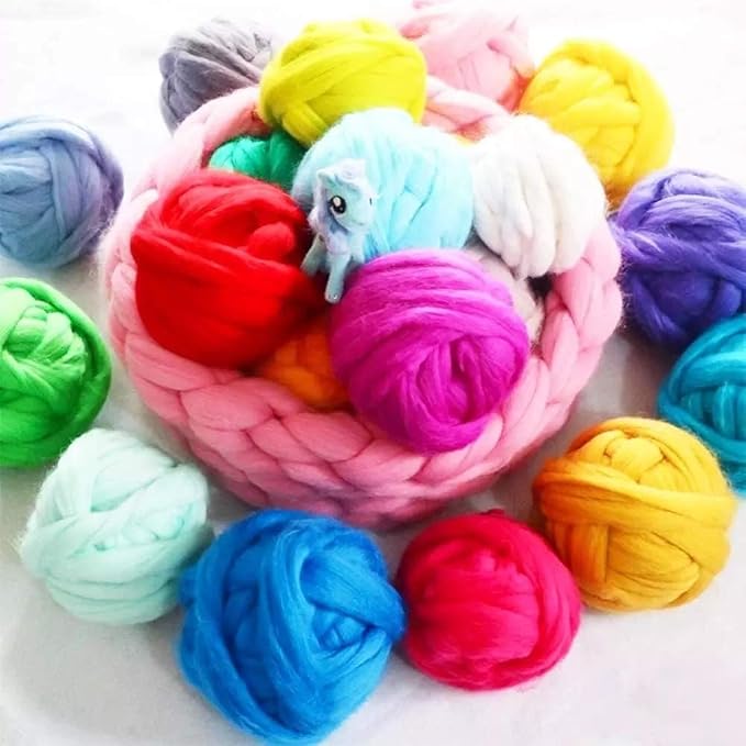 3.53oz Wool Roving, Wool Felting Supplies, Pure Wools, Chunky Yarn, Spinning - Image 8