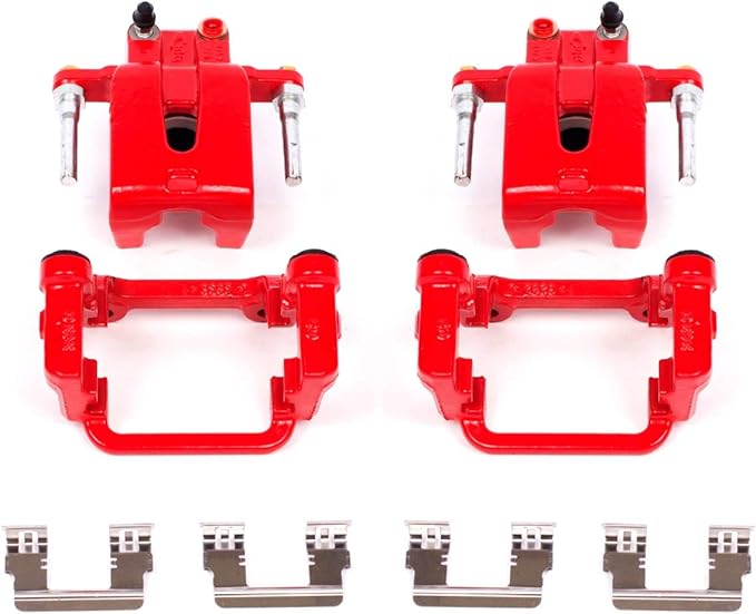 Power Stop S4992 Rear Red Powder Coated Calipers Pair For Chrysler 300 | Dodge Challenger Charger Magnum [Application Specific]