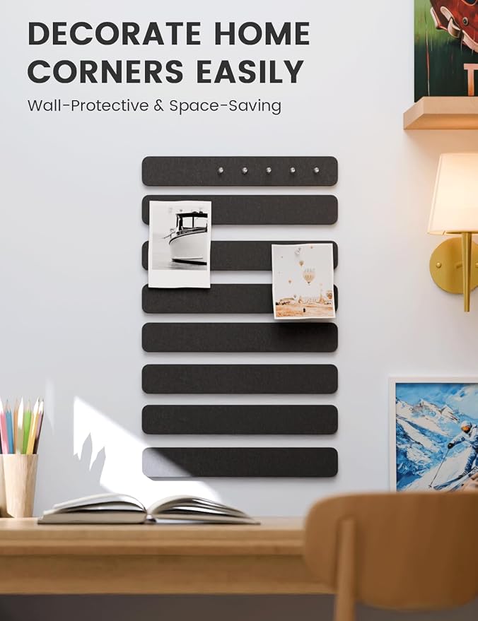 Fluxynara Cork Board Alternative Felt Strip Board 8-Pack 13"x2", Office Pin - Image 4