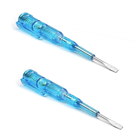 Fielect 2pcs Voltage Detector Pen Test Screwdriver Steel Batch Screwdriver Test Pencil JRDB-107 AC/DC 100-500V Blue Clear