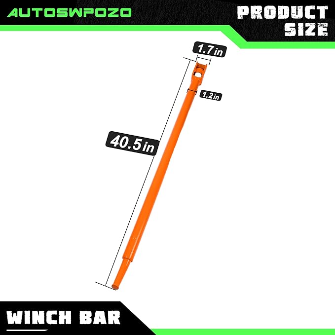 Winch Bar, Combination Winch Bars with Square Head for Flatbed Trailer Winches and Trucks, Painted Carbon-Steel Construction Winch Bar with No-Slip Handle, 1 Pack (Orange)