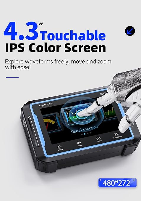 【FNRSI 2C53P Plus Upgraded with Carrying CASE】 3in1 Oscilloscope/Multimeter/DDS Signal Generator Tablet Touch Screen Portable Digital Automotive Oscilloscope 2 Channel 50MHz Bandwidth 250Ms/S Counts